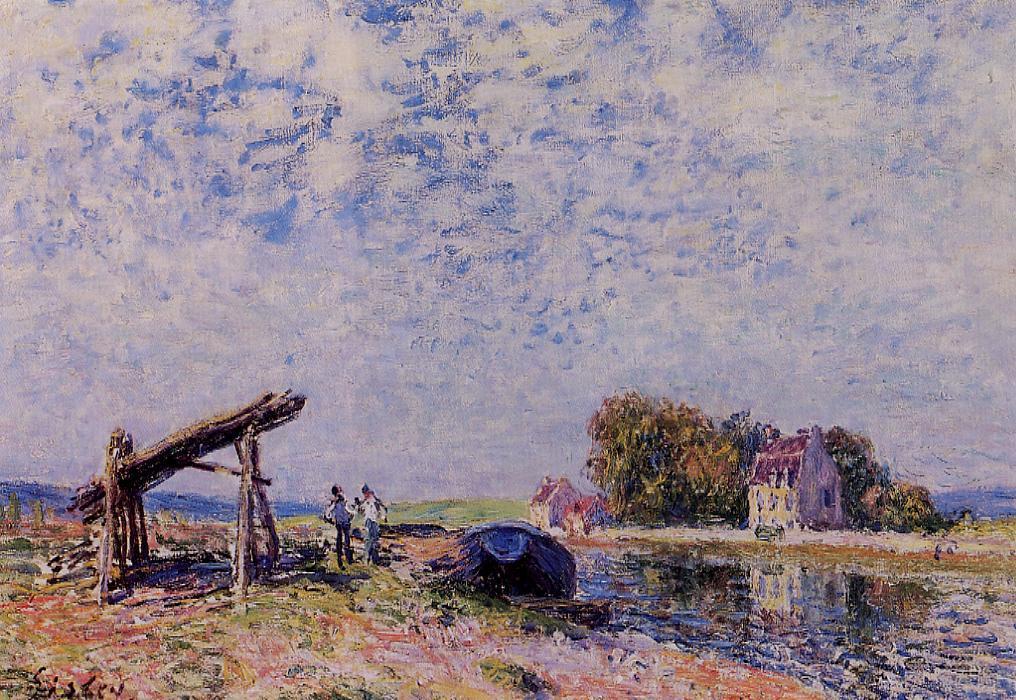 The Loing Canal at Saint Mammes (1884) - Alfred Sisley Tablo