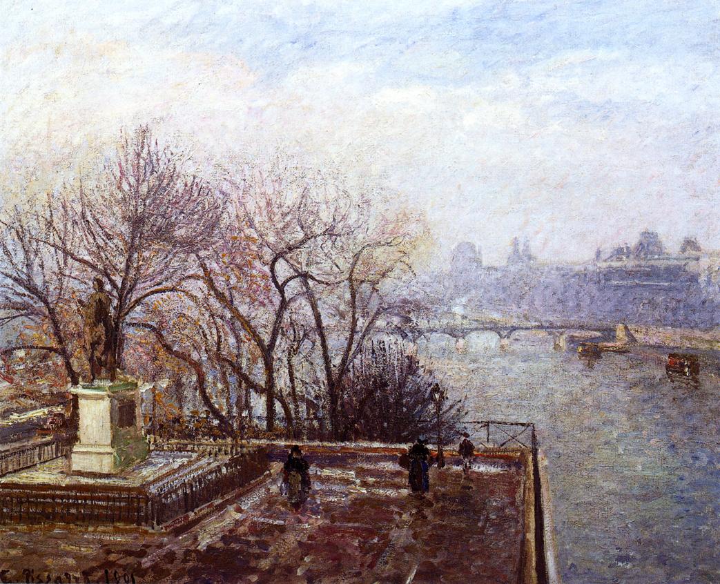 The Louvre, Morning, Mist (1901) - Camille Pissarro Tablo