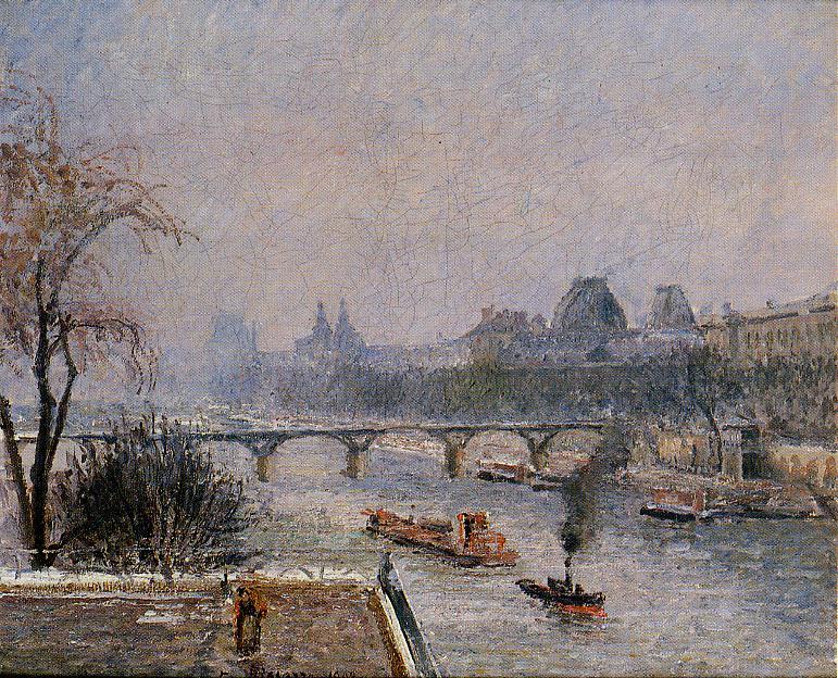 The Louvre, Morning, Snow Effect (1903) - Camille Pissarro Tablo