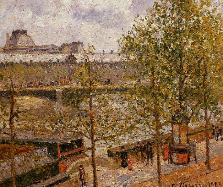 The Louvre, Morning, Sun, Quai Malaquais (1903) - Camille Pissarro Tablo
