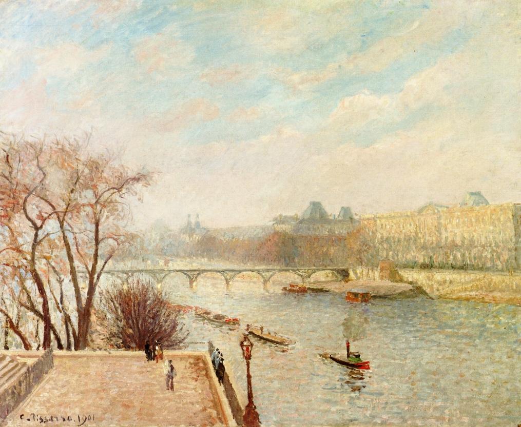 The Louvre, Winter Sunlight, Morning, 2nd Version (1901) - Camille Pissarro Tablo