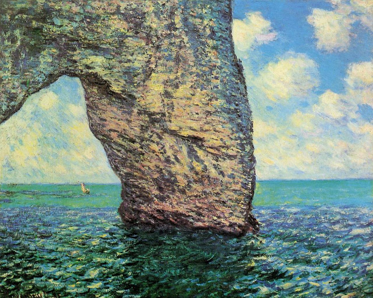 The Manneport at High Tide (1885) - Claude Monet Tablo