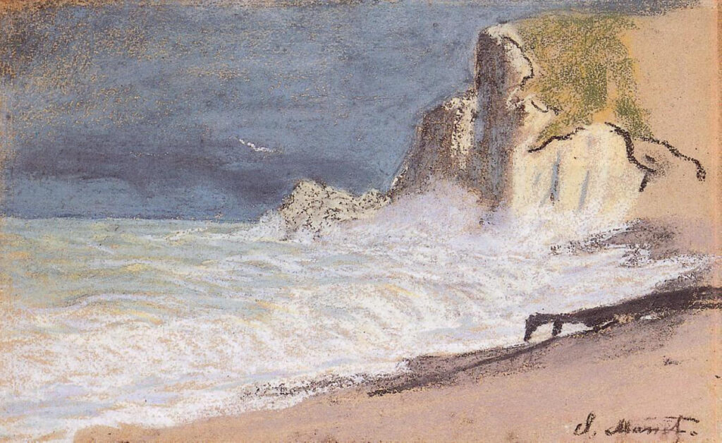 The Manneport, Etretat Amont Cliff, Rough Weather (1884) - Claude Monet Tablo