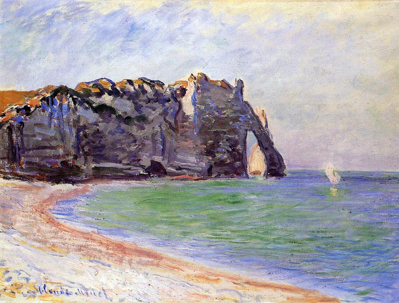 The Manneport, Etretat, the Porte d'Aval (1885) - Claude Monet Tablo