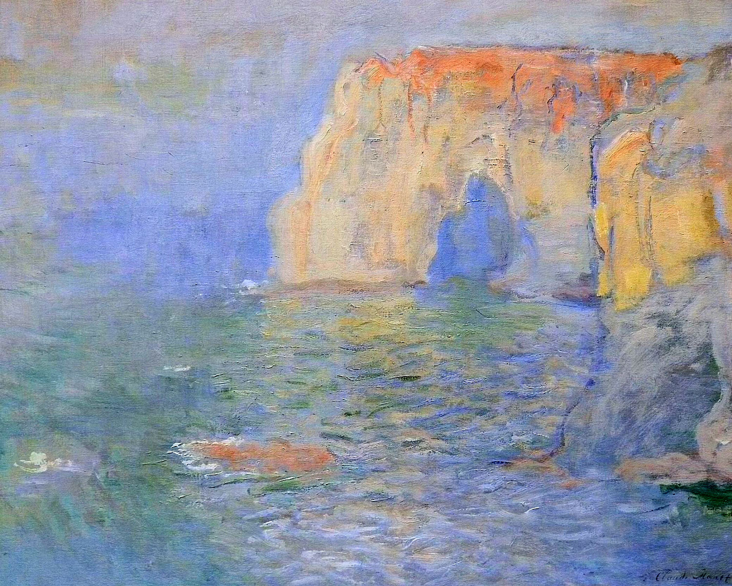 The Manneport, Reflections of Water (1885) - Claude Monet Tablo