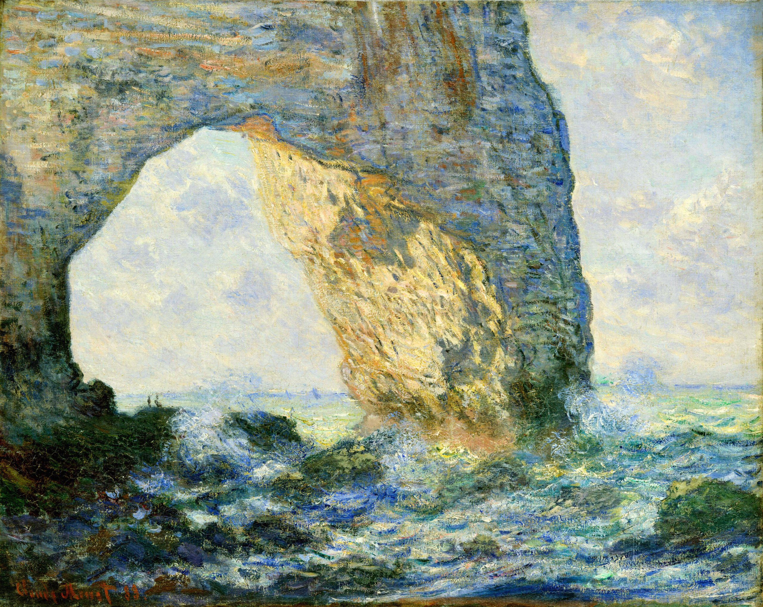 The Manneport, Rock Arch West of Etretat (1883) - Claude Monet Tablo
