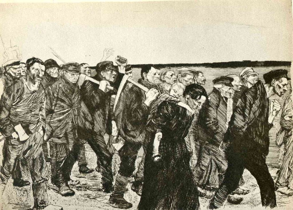 The March of the Weavers in Berlin (1897) - Käthe Kollwitz Tablo