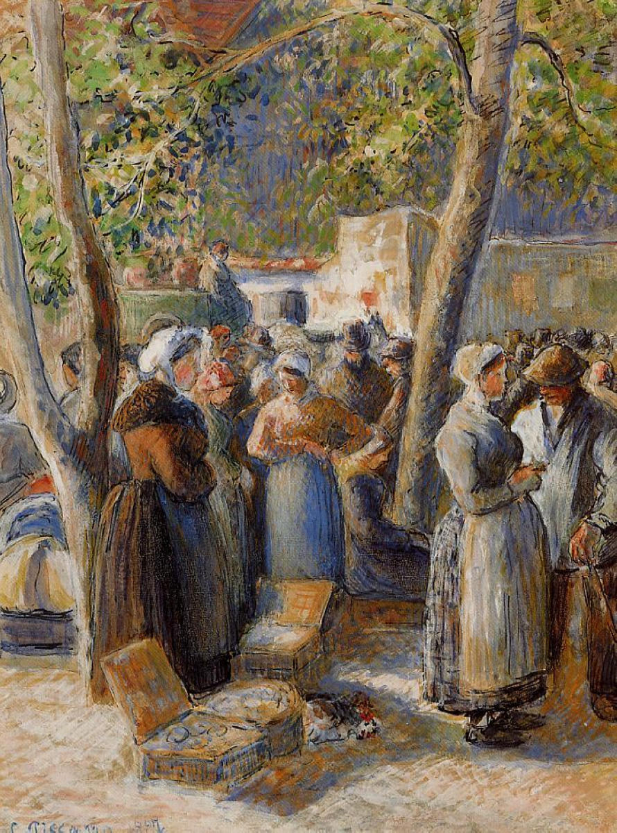 The Market in Gisors (1887) - Camille Pissarro Tablo