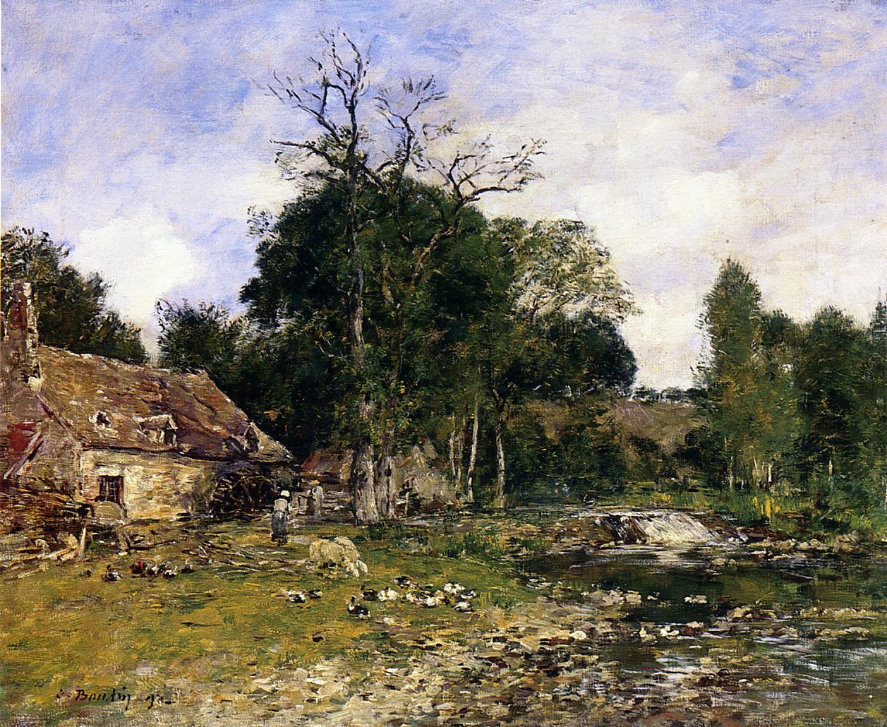 The Mill, Saint Cenery (1892) - Eugène Boudin Tablo