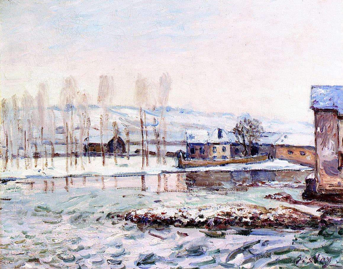 The Mills at Moret (1890) - Alfred Sisley Tablo