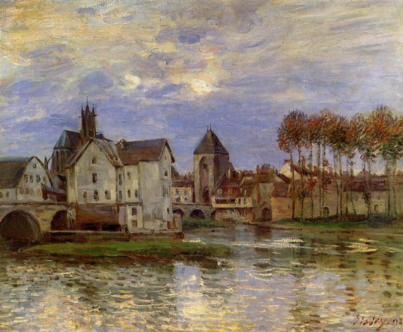 The Moret Bridge at Sunset (1892) - Alfred Sisley Tablo