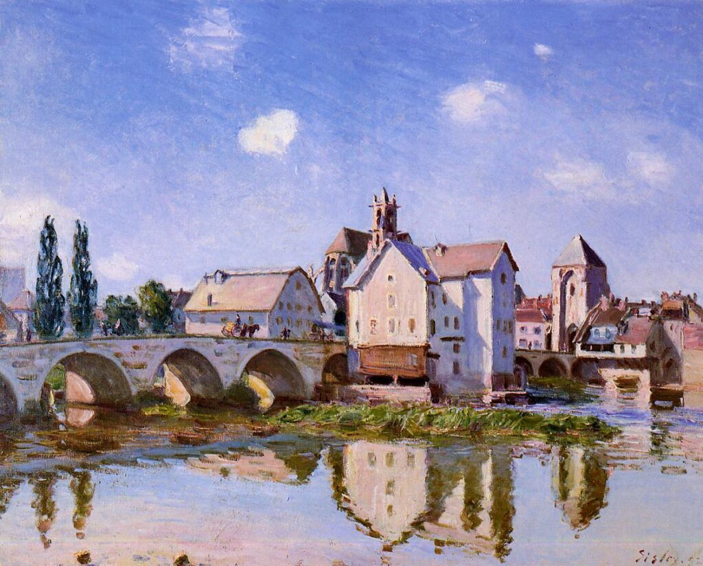 The Moret Bridge in the Sunlight (1892) - Alfred Sisley Tablo