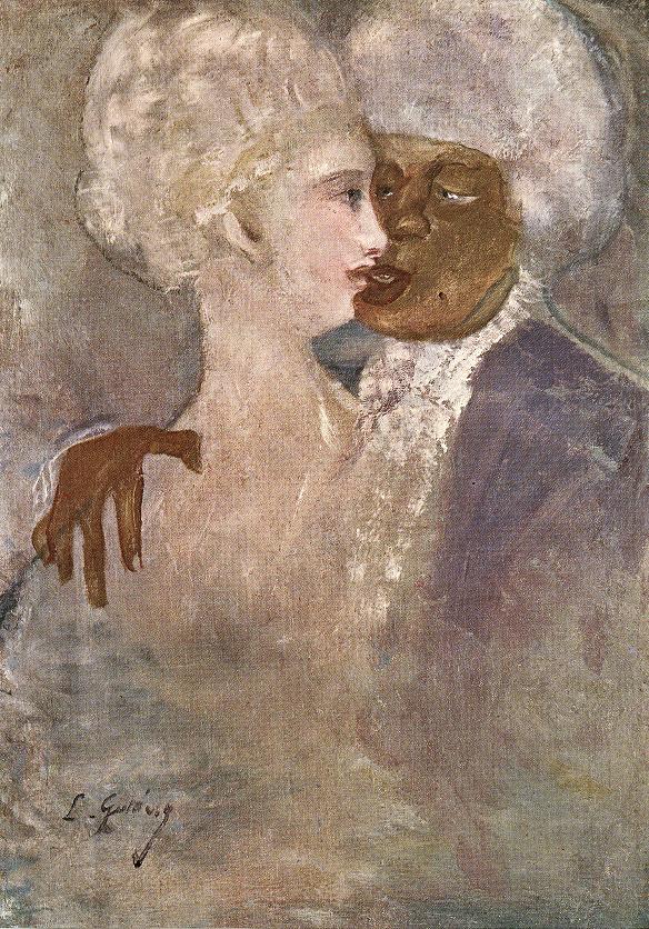 The Mulatto and the Sculpturesque White Woman (1913) - Lajos Gulácsy Tablo