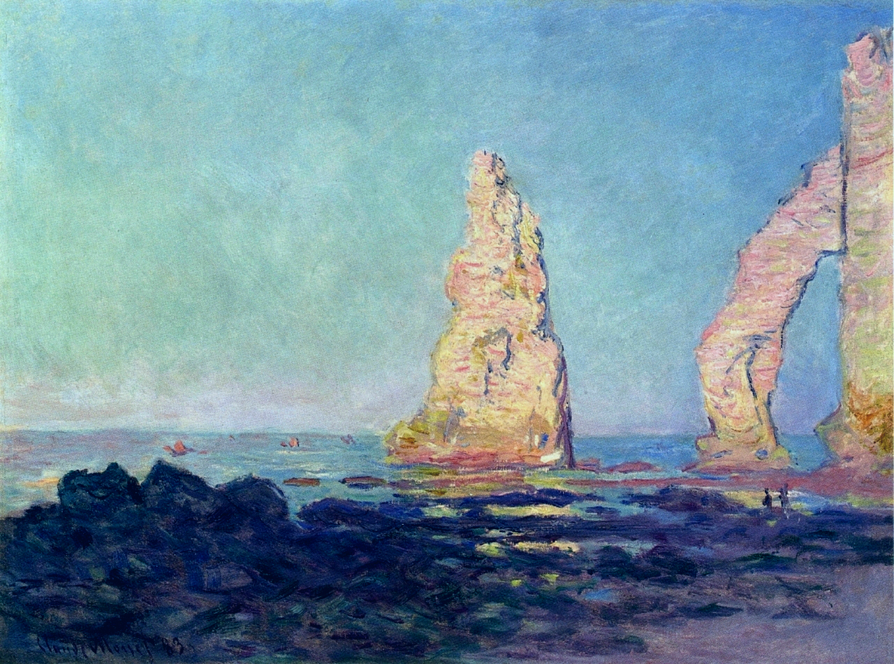 The Needle of Etretat, Low Tide (1883) - Claude Monet Tablo