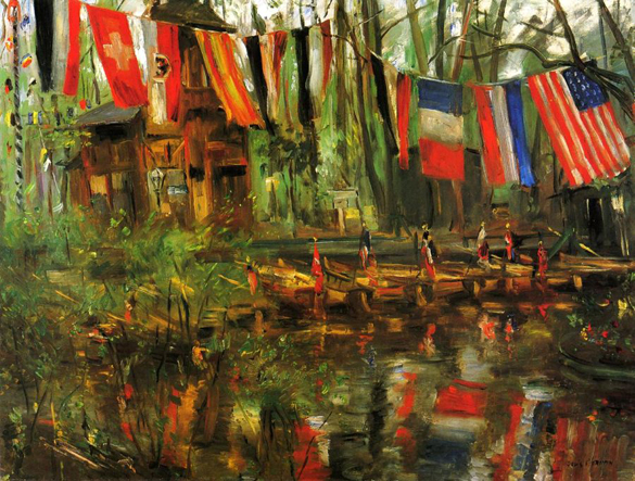 The New Pond in the Tiergarten, Berlin (1908) - Lovis Corinth Tablo