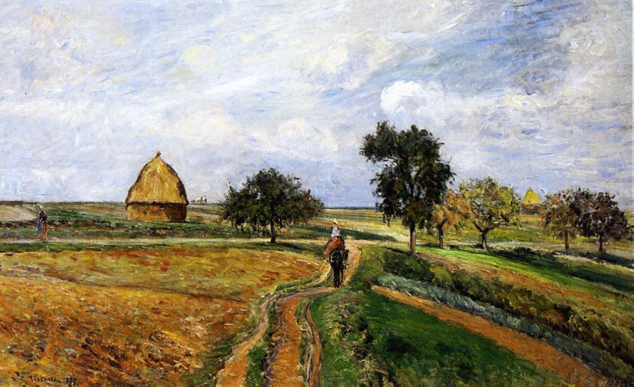 The Old Ennery Road in Pontoise (1877) - Camille Pissarro Tablo