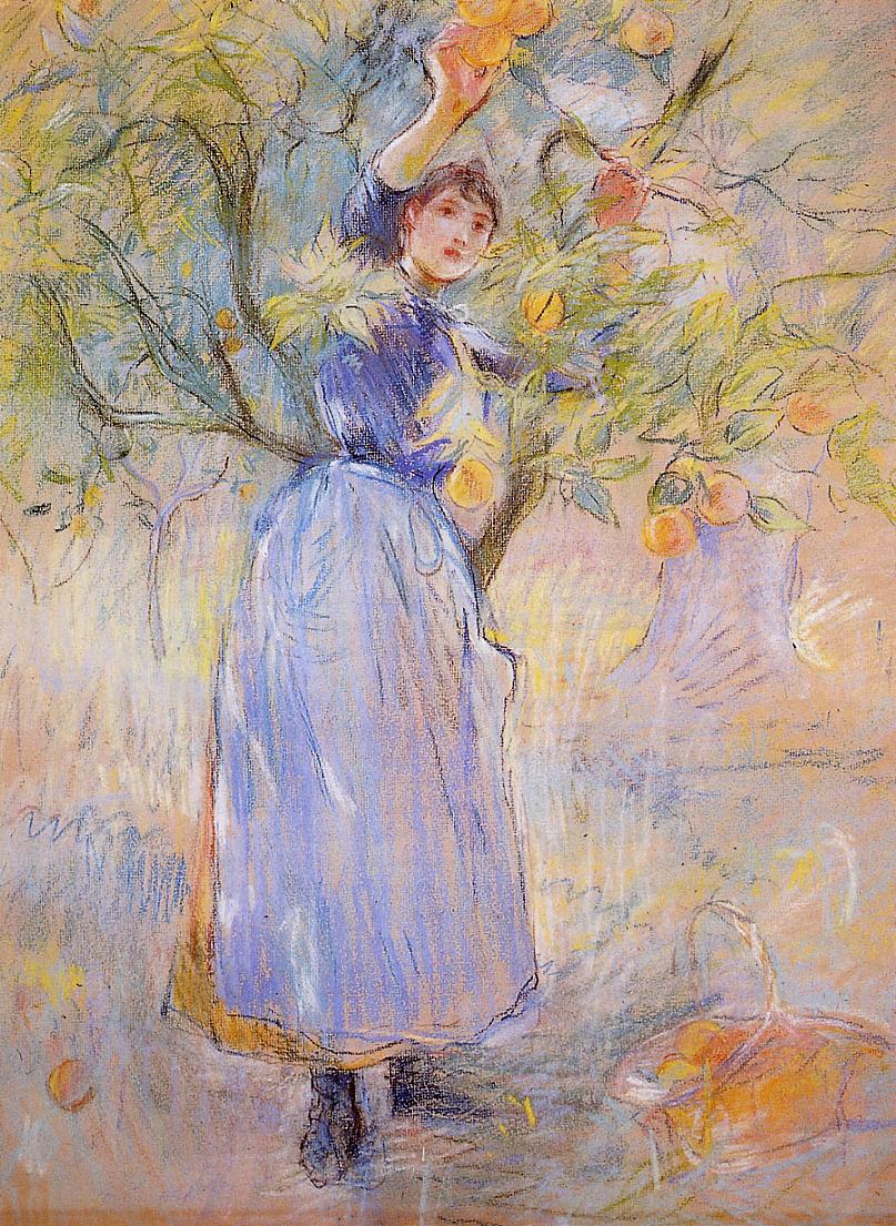 The Orange Picker (1889) - Berthe Morisot Tablo