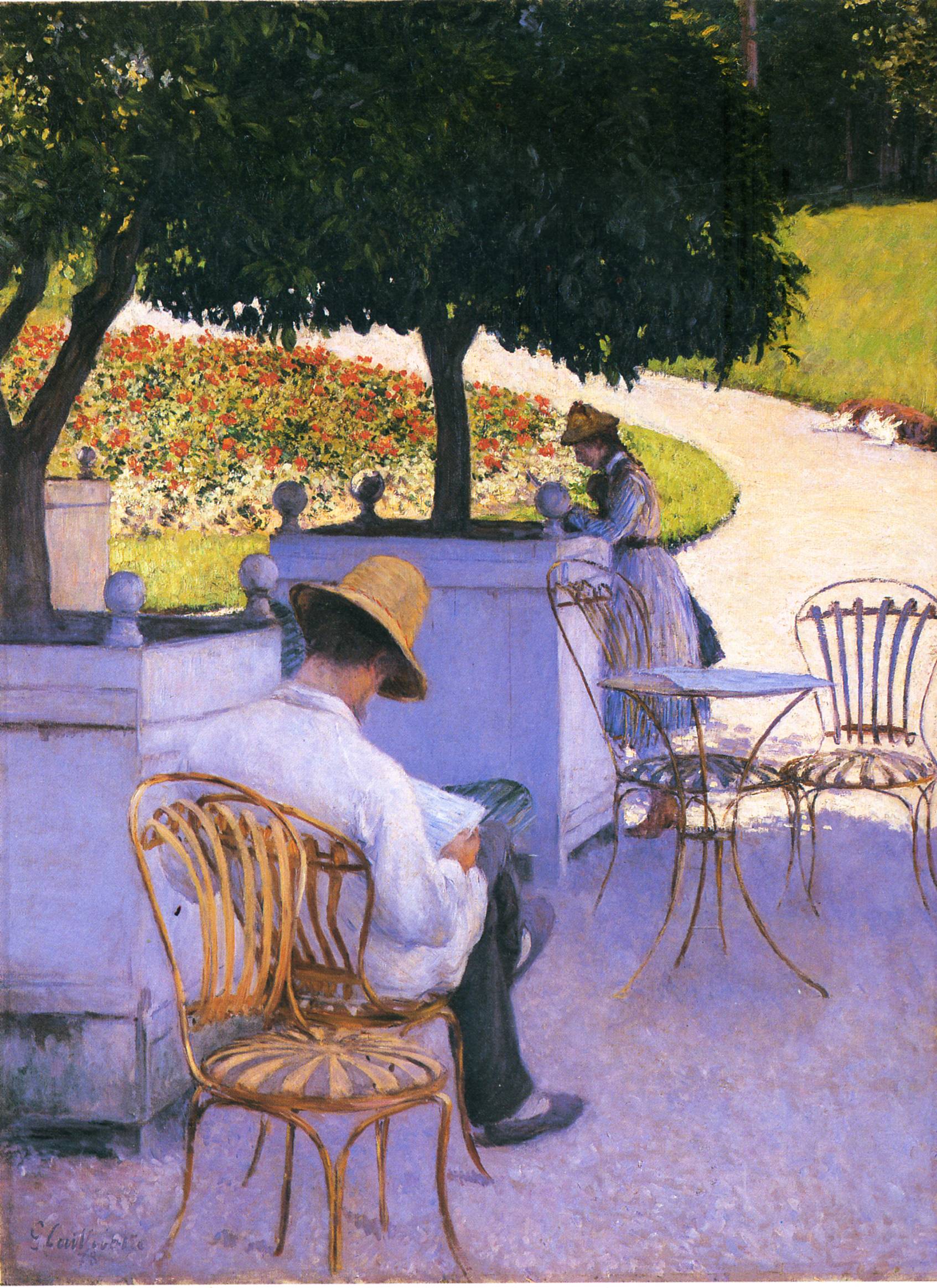 The Orange Trees or The Artist's Brother in His Garden (1878) - Gustave Caillebotte Tablo