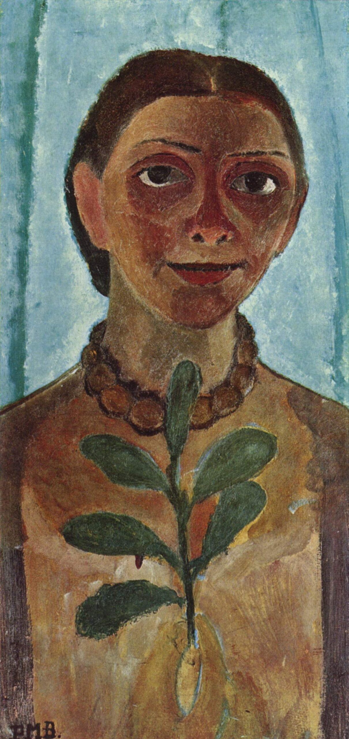 The Painter with Camellia Branch (Self Portrait) (1907) - Paula Modersohn-Becker Tablo