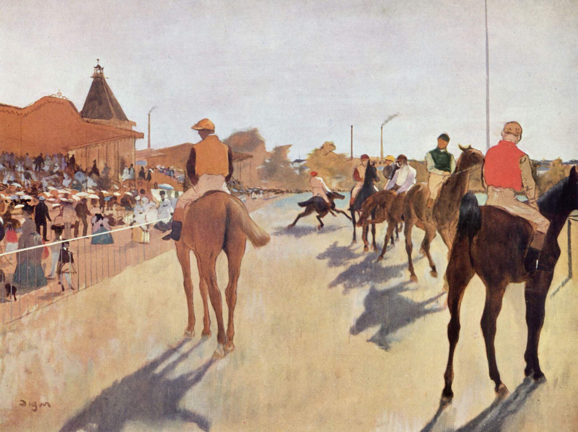 The Parade (Racehorses in Front of the Stands) (1866) - Edgar Degas Tablo