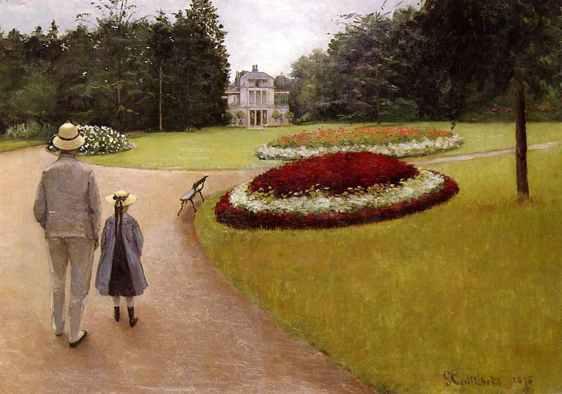 The Park on the Caillebotte Property at Yerres (1875) - Gustave Caillebotte Tablo