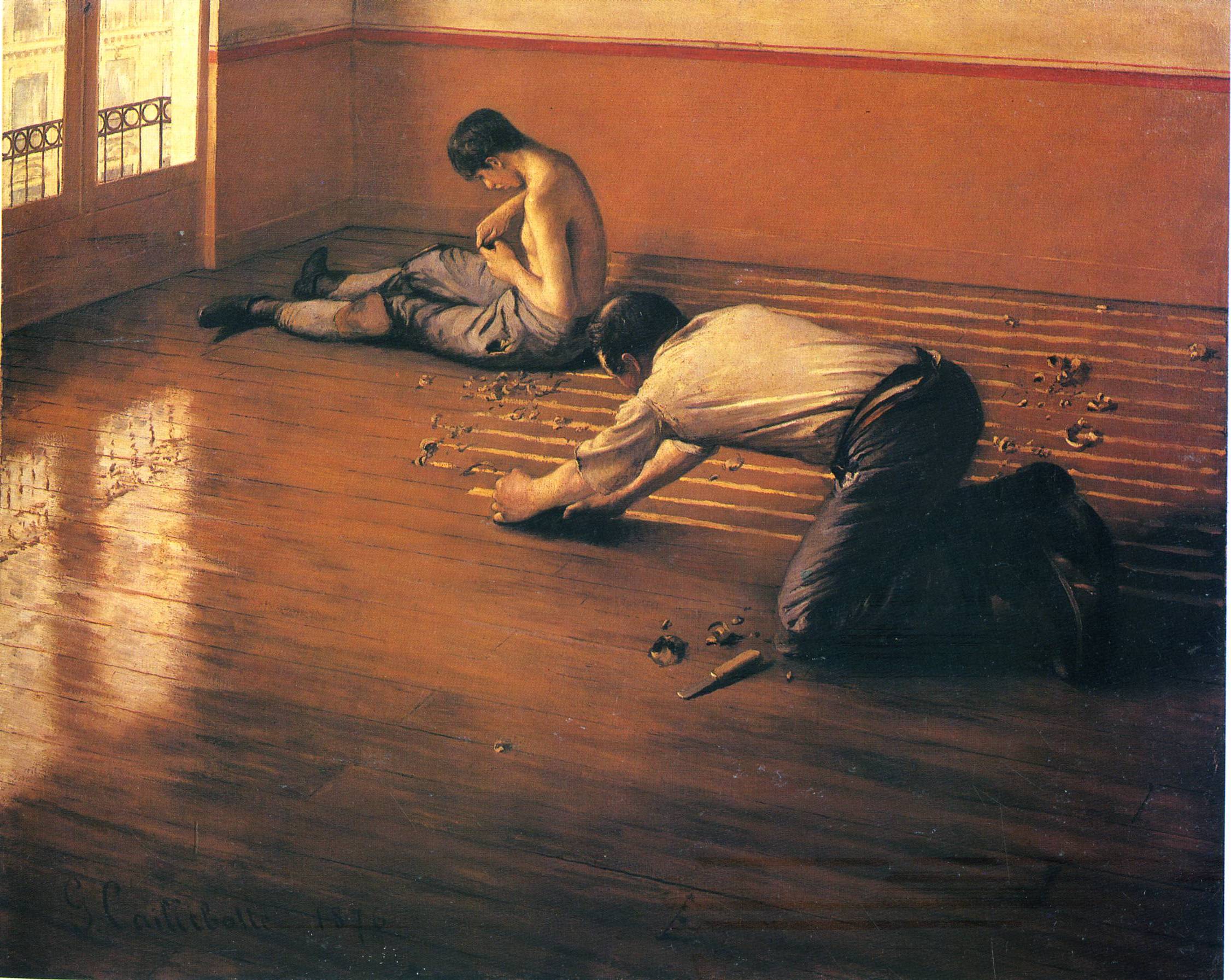 The Parquet Planers (1876) - Gustave Caillebotte Tablo