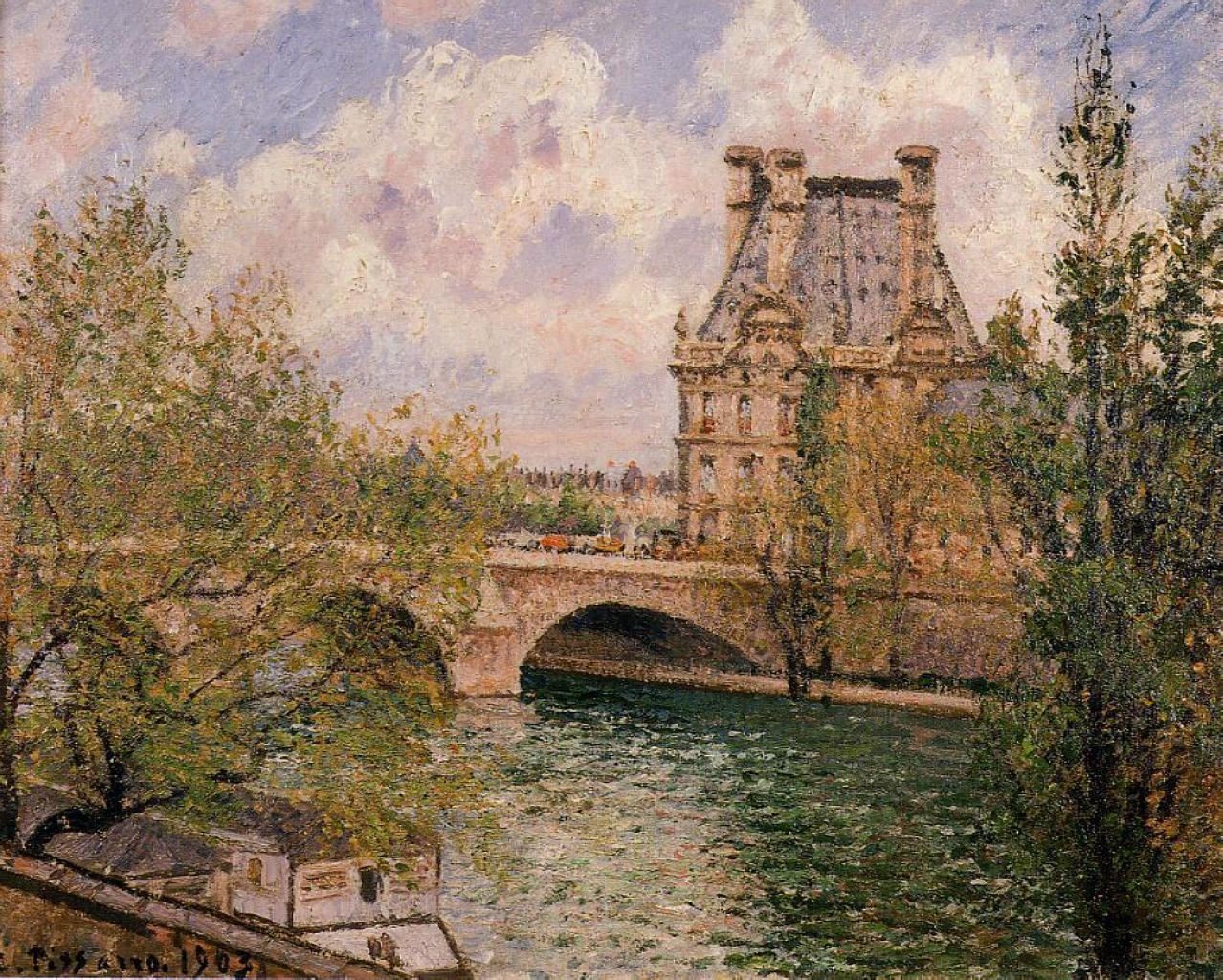 The Pavillion de Flore and the Pont Royal (1902) - Camille Pissarro Tablo