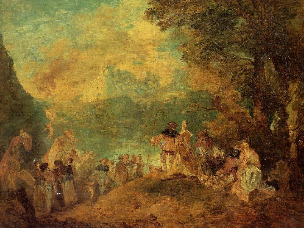 The Pilgrimage to Cythera (after Watteau) (1849) - Eugène Boudin Tablo
