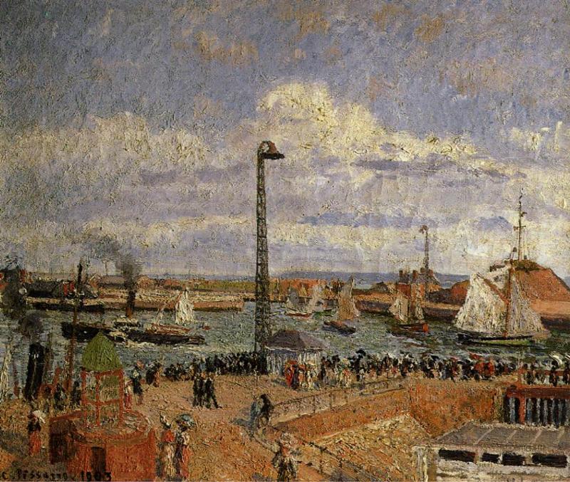 The Pilot's Jetty, Le Havre High Tide, Afternoon Sun (1903) - Camille Pissarro Tablo