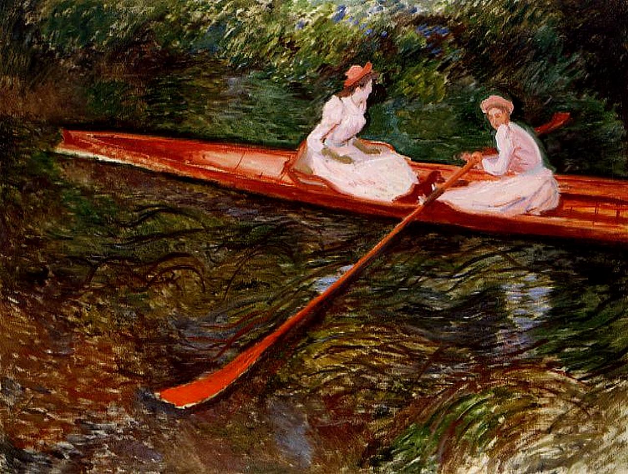 The Pink Skiff (1890) - Claude Monet Tablo