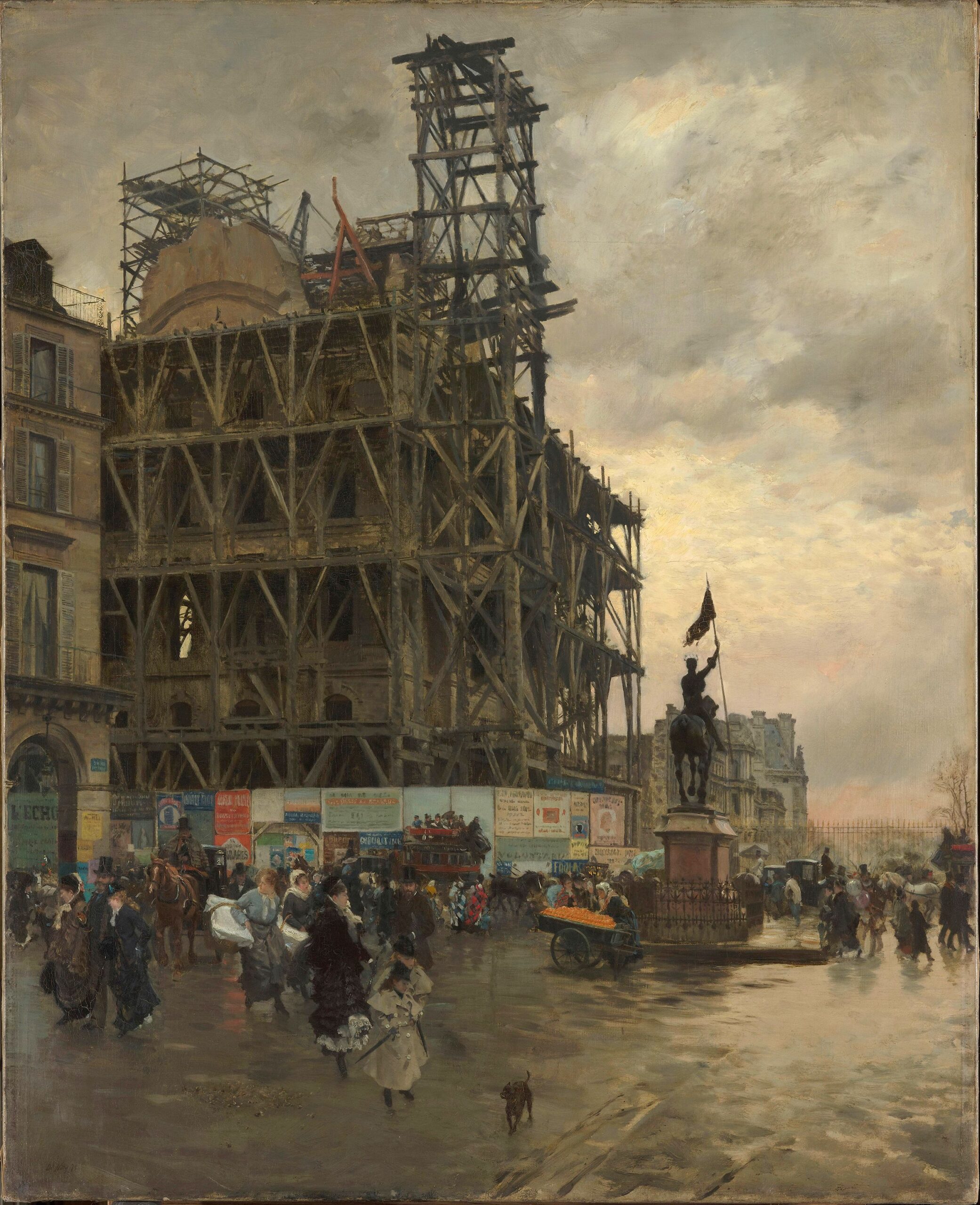 The Place des Pyramides, Paris (1875) - Giuseppe De Nittis Tablo