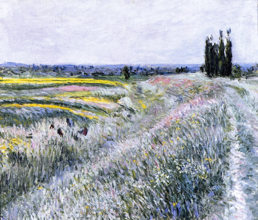 The Plain at Gennevilliers, Group of Poplars (1883) - Gustave Caillebotte Tablo