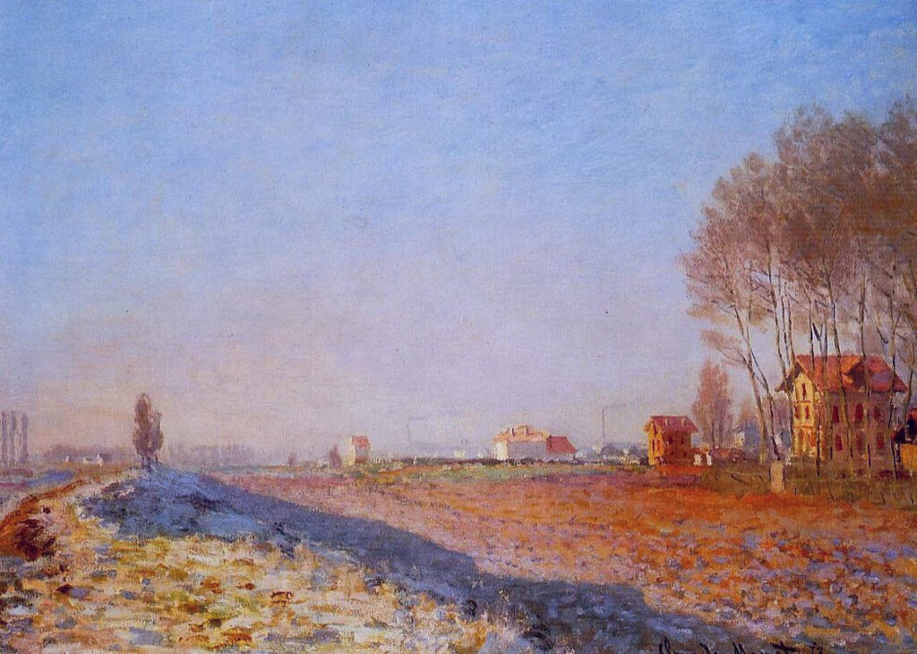 The Plain of Colombes, White Frost (1873) - Claude Monet Tablo