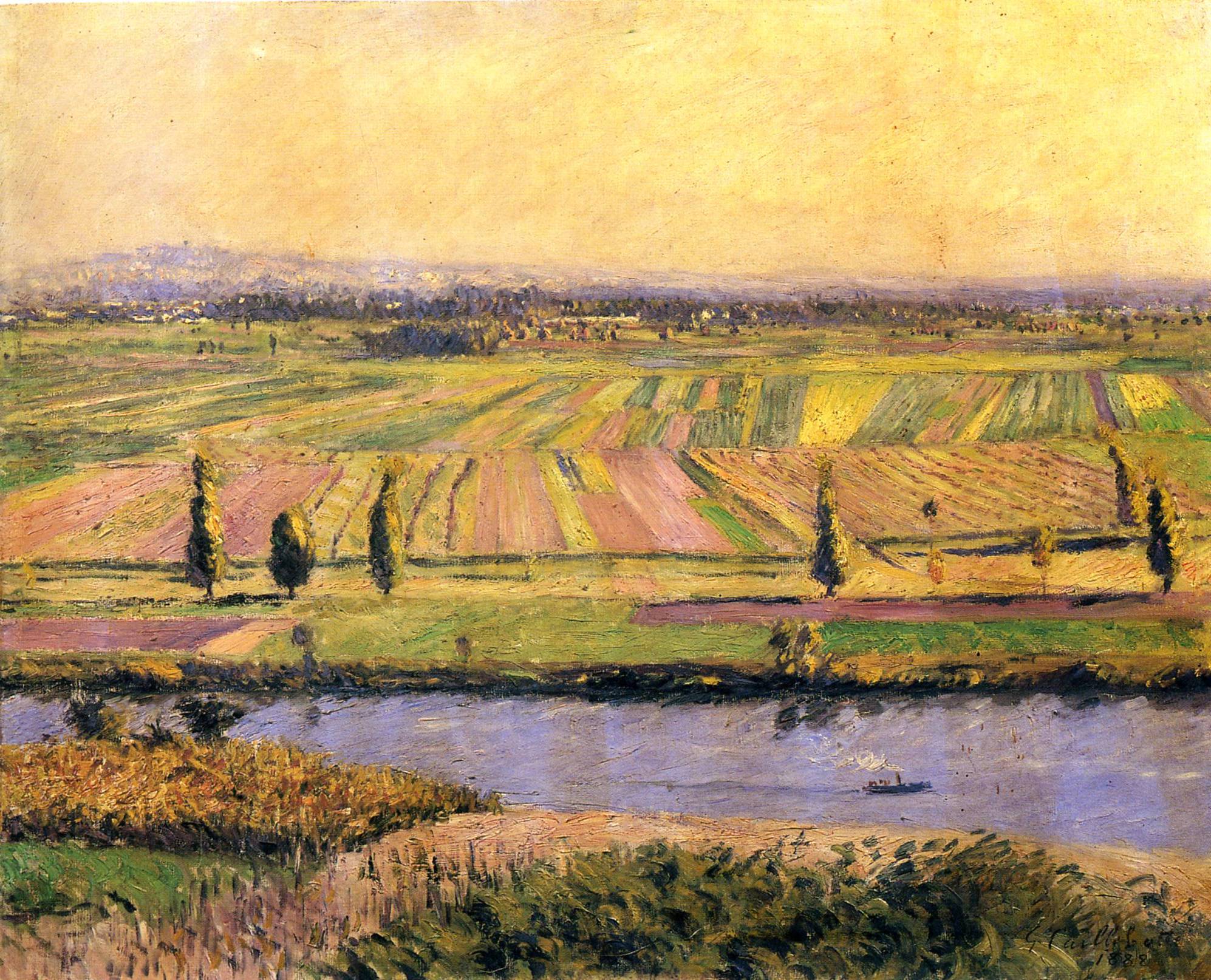The Plain of Gennevilliers from the Hills of Argenteuil (1888) - Gustave Caillebotte Tablo