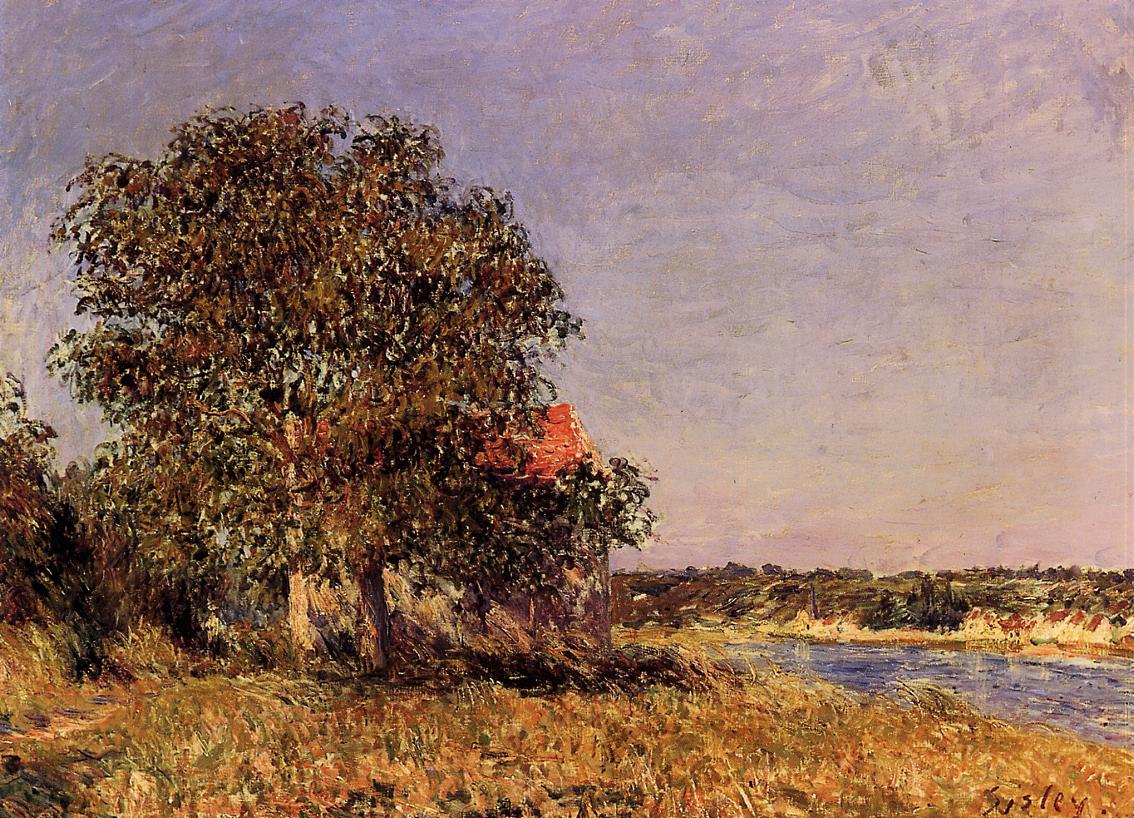 The Plain of Thomery and the Village of Champagne (1882) - Alfred Sisley Tablo