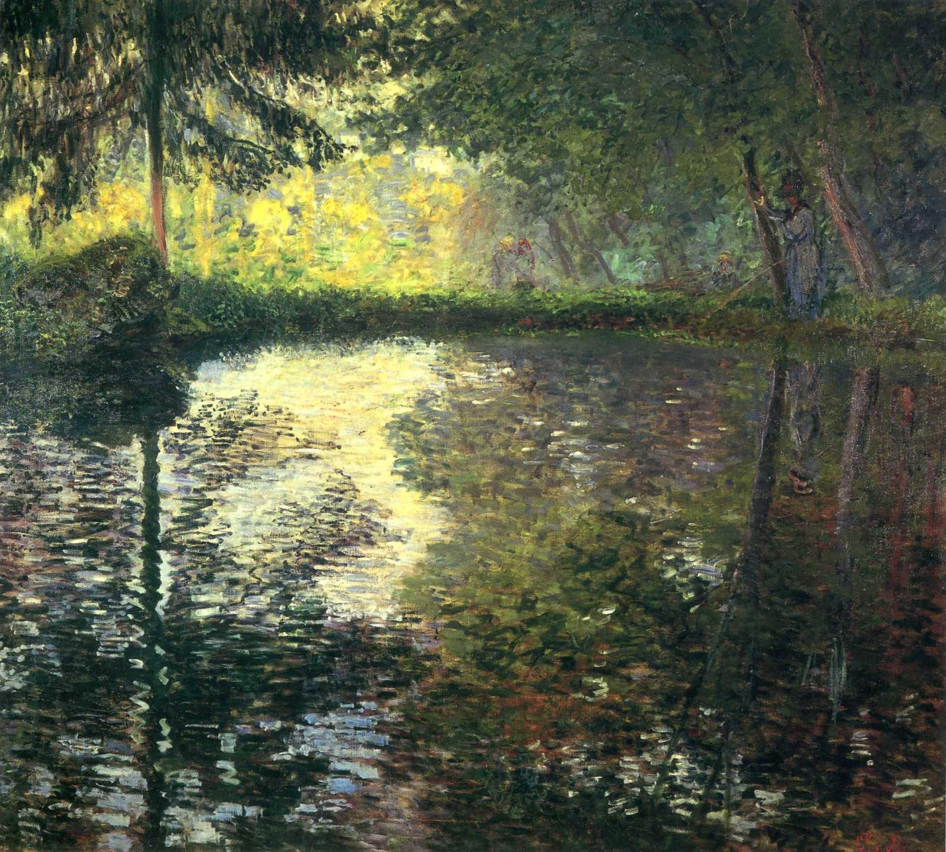 The Pond at Montgeron (1876) - Claude Monet Tablo
