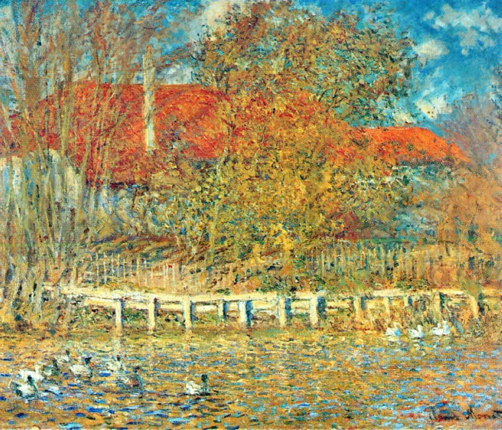 The Pond with Ducks in Autumn (1873) – Claude Monet Tablo