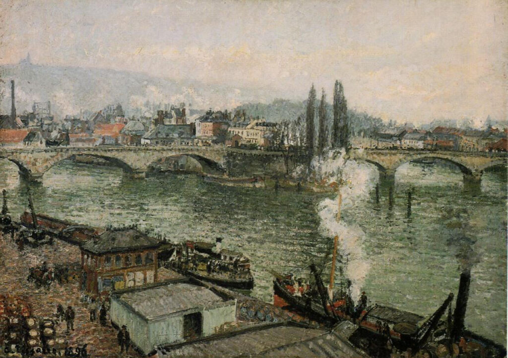 The Pont Corneille, Rouen, Grey Weather (1896) - Camille Pissarro Tablo
