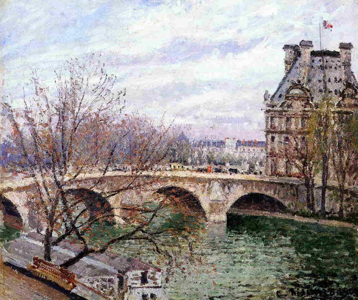 The Pont Royal and the Pavillion de Flore - Camille Pissarro Tablo
