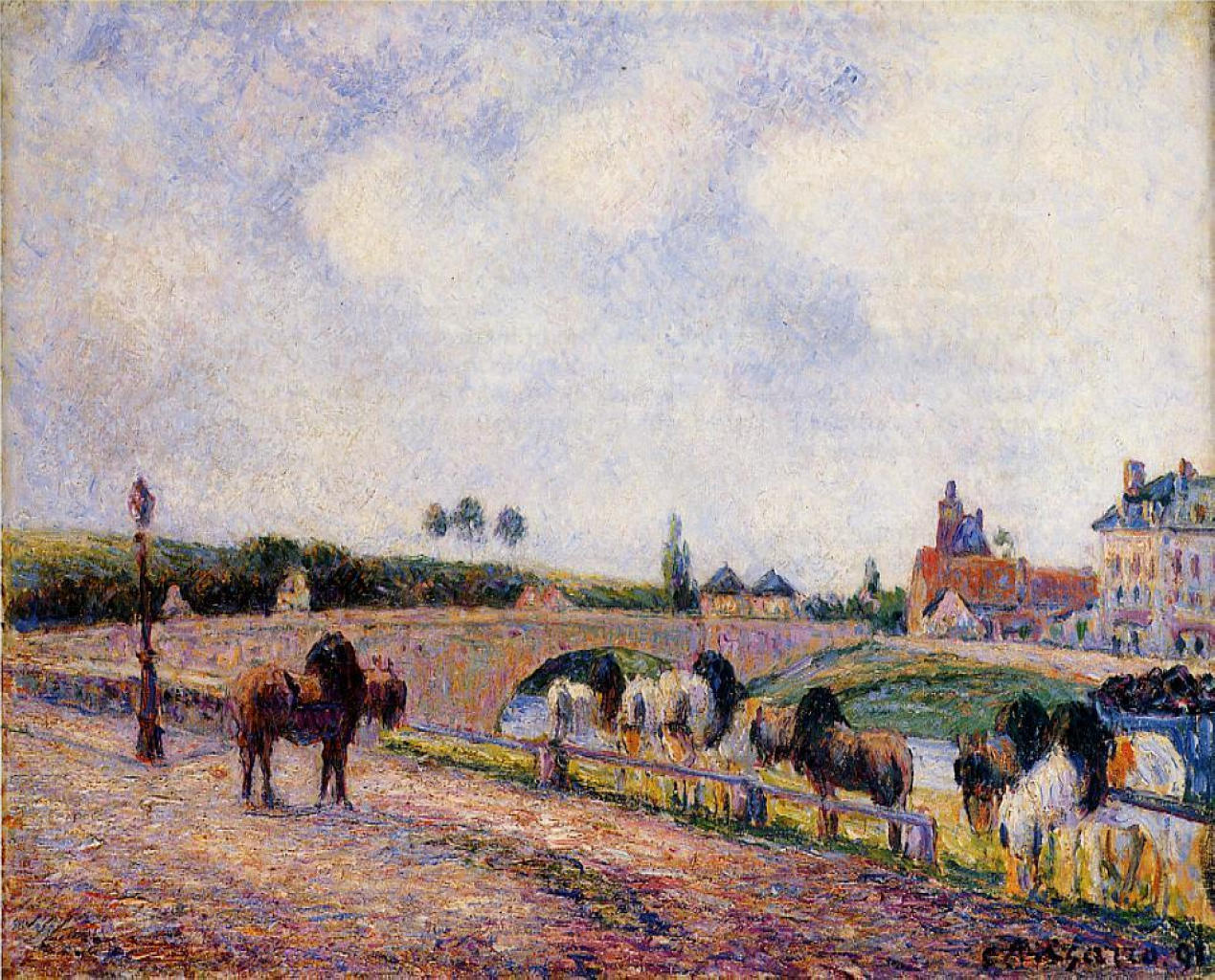 The Pontoise Bridge (1891) - Camille Pissarro Tablo