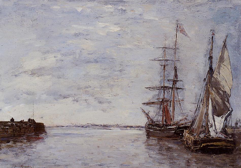 The Port at Deauville - Eugène Boudin Tablo