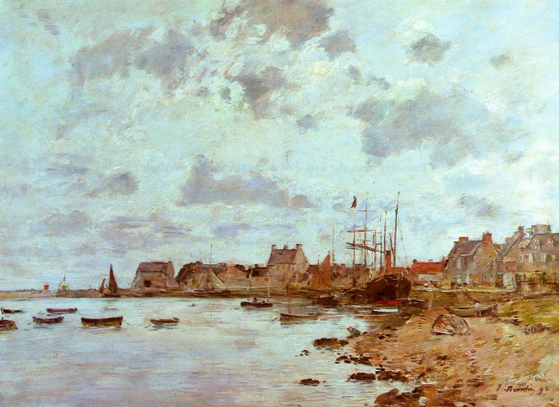 The Port at Saint Vaast la Houghe (1892) - Eugène Boudin Tablo