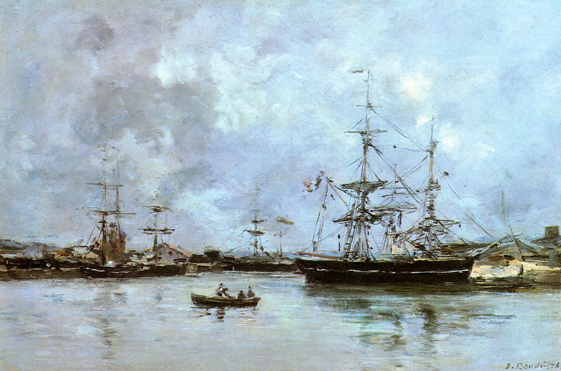 The Port of Deauville (1875) - Eugène Boudin Tablo