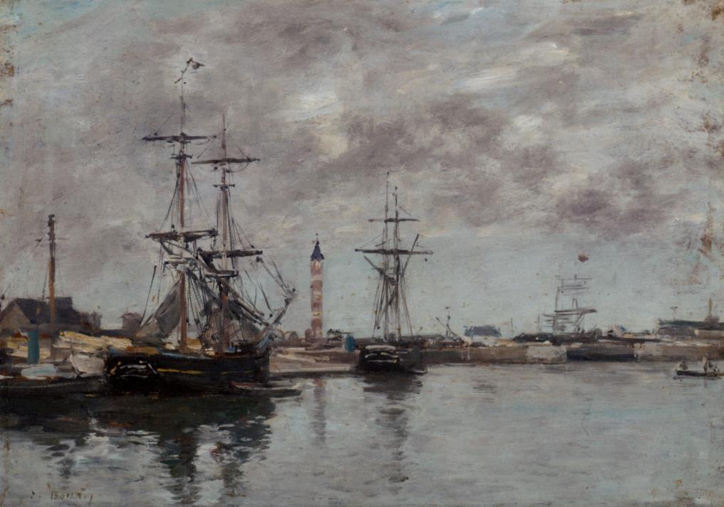 The Port of Deauville (1890) - Eugène Boudin Tablo