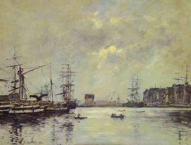 The Port of Le Havre (Dock of La Barre) (1888) - Eugène Boudin Tablo