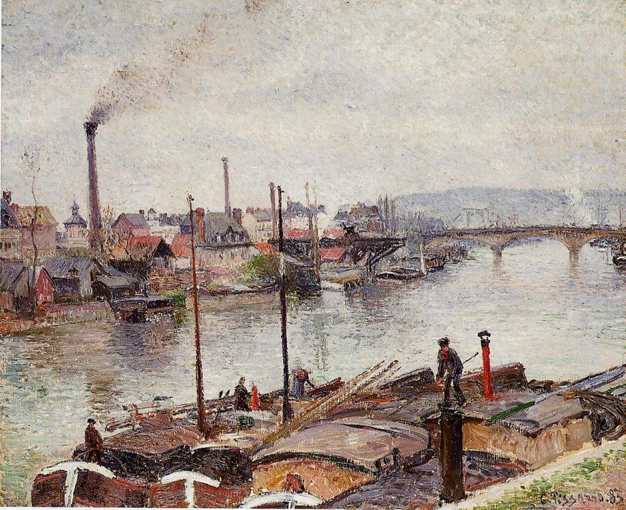 The Port of Rouen 2 (1883) - Camille Pissarro Tablo