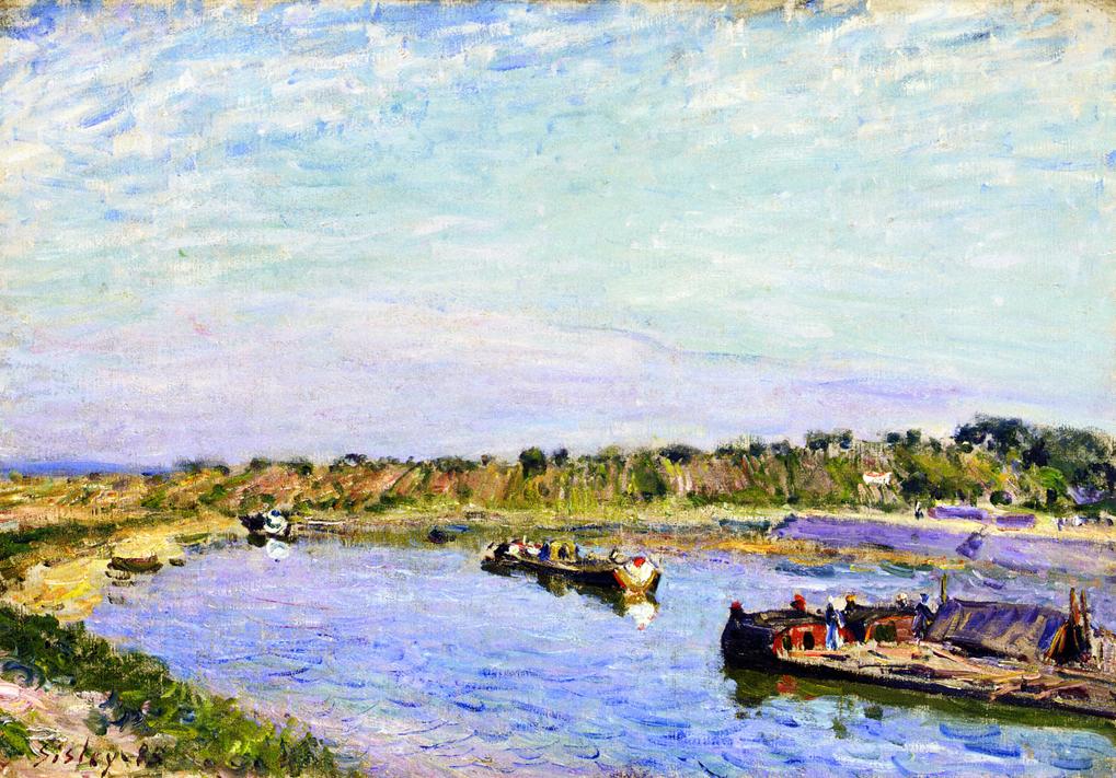 The Port of Saint Mammes, Morning (1885) - Alfred Sisley Tablo