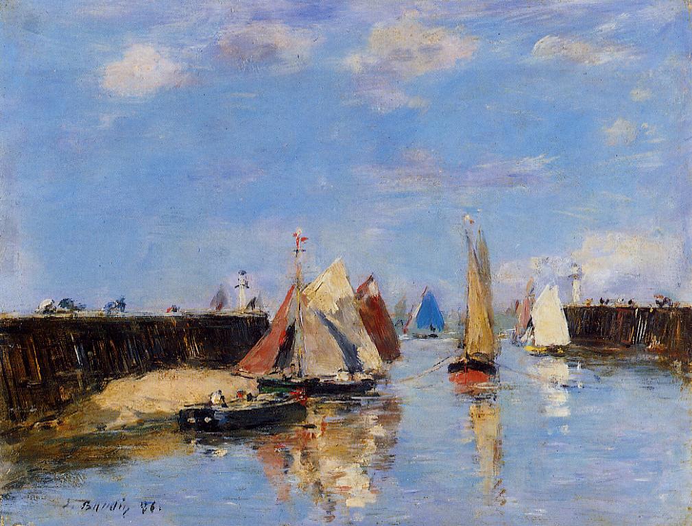 The Port of Trouville (1886) - Eugène Boudin Tablo