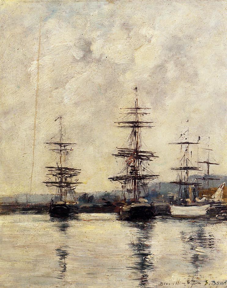 The Port, Deauville (1887) - Eugène Boudin Tablo