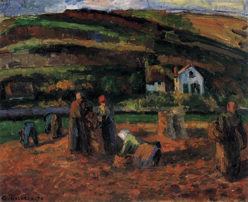 The Potato Harvest (1874) - Camille Pissarro Tablo
